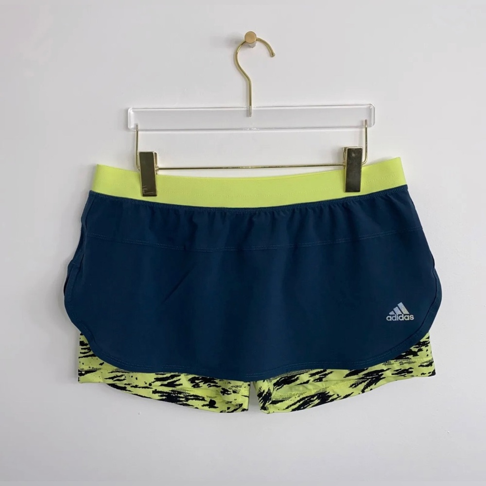 ADIDAS Climalite Teal & Lime Green Athletic Tennis Skort